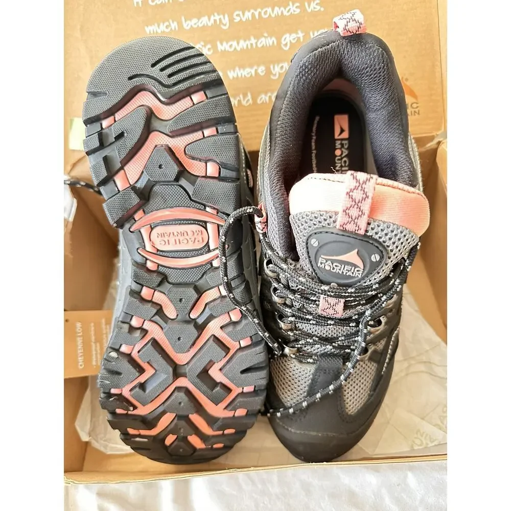 Pacific Mountain women's 7.5 Black & salmon Cheyenne Low Hiking Shoes New in box